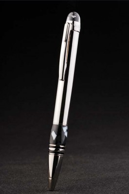 Pointed Tip Top Quality MontBlanc Thick Rounded MB Engraved Silver Ballpoint Pen With Black Trimming 5027 Replica Pen