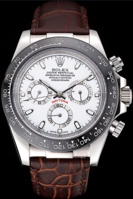 Rolex Cosmograph Daytona Stainless Steel Case White Dial Brown Leather Bracelet 622631 Rolex Daytona Replica