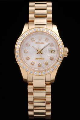 Rolex Datejust 18k Yellow Gold Plated Stainless Steel Diamond Plated 98076 Replica Rolex Datejust