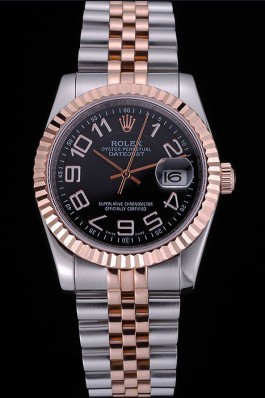 Rolex DateJust Black Dial Stainless Steel and Gold Bracelet 622545 Replica Rolex Datejust