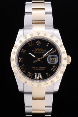 Rolex Datejust Diamond Bezel Black Dial 7463 Replica Rolex Datejust