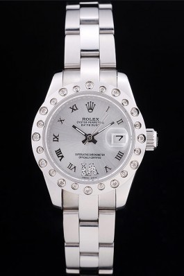 Rolex Datejust Polished Silver Diamonds Bezel Silver Dial 7474 Replica Rolex Datejust