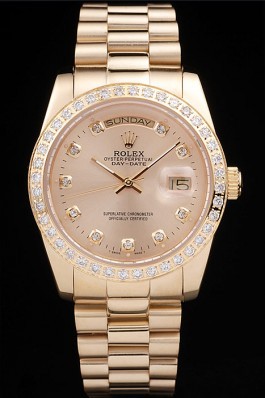Rolex Day-Date 18k Yellow Gold Plated Stainless Steel Gold Dial Rolex Replica Aaa