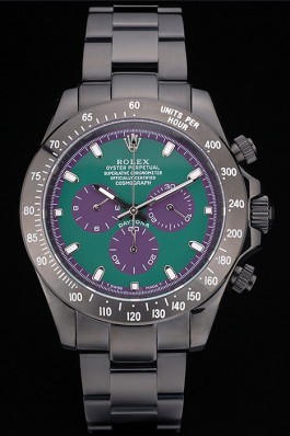 Rolex Daytona Black Ion Plated Tachymeter Black Stainless Steel Strap Green Dial 80246 Rolex Daytona Replica