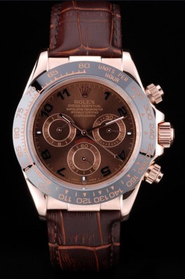 Rolex Daytona Rose Gold Case Brown Dial Brown Leather Strap Rolex Daytona Replica