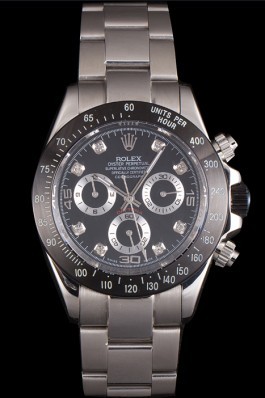Rolex Daytona Stainless Steel Black Enameled Black Dial Rolex Daytona Replica
