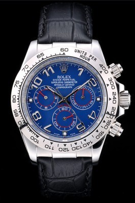 Rolex Daytona Stainless Steel Case Blue Dial Black Leather Strap Rolex Daytona Replica