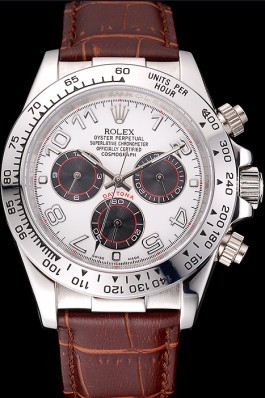 Rolex Daytona Stainless Steel Case White Dial Brown Leather Strap Rolex Daytona Replica