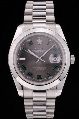 Rolex Swiss DateJust Polished Stainless Steel Bezel Grey Dial 42000 Replica Rolex Datejust
