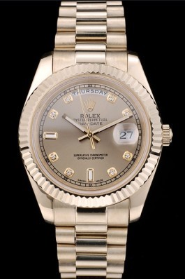 Rolex Swiss DayDate Gold Stainless Steel Ribbed Bezel Gold Dial 41997 Rolex Replica Aaa