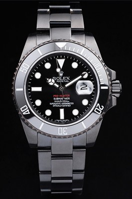 Rolex Swiss Submariner Pro-Hunter Black Steel Strap Black Dial Rolex Submariner Replica