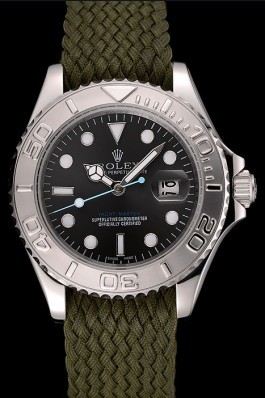 Rolex Yacht Master Green Dial Green Fabric Bracelet 1453869 Replica Rolex
