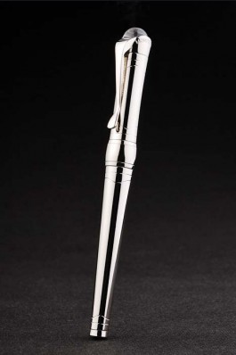 Silver Ballpoint Top Quality MontBlanc Pen With MB Engraved Curved Silver Cap 5025 Replica Pen