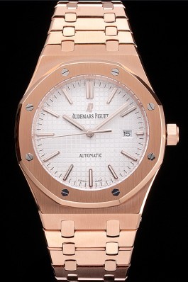 Swiss Audemars Piguet Royal Oak White Dial Rose Gold Case And Bracelet Piguet Replica