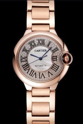 Swiss Cartier Ballon Bleu 40 MM Diamond Dial Rose Gold Bracelet 1453883 Cartier Replica