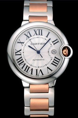 Swiss Cartier Ballon Bleu 42mm Silver Dial Stainless Steel Case Two Tone Rose Gold Bracelet 622875 Cartier Replica
