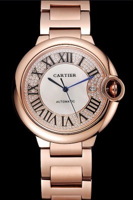 Swiss Cartier Ballon Bleu 46 MM Diamond Dial Rose Gold Bracelet 1453882 Cartier Replica