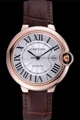 Swiss Cartier Ballon Bleu Brown Leather Bracelet 622064 Cartier Replica