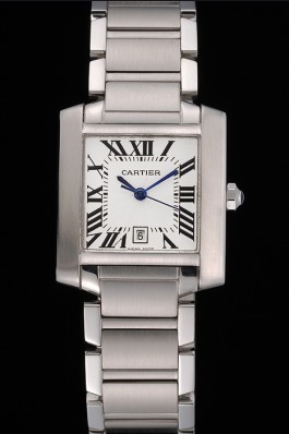 Swiss Cartier Tank Francaise Steel Case White Dial Roman Numerals Stainless Steel Bracelet 622649 Cartier Replica