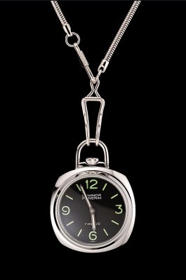 Swiss Panerai Luminor Pocket Watch Black Dial Stainless Steel Case And Chain 1453743 Panerai Luminor Replica