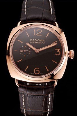 Swiss Panerai Radiomir Oro Rosso Brown Dial Rose Gold Case Brown Leather Strap Panerai Replica Watch