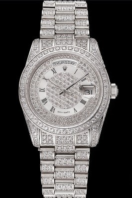 Swiss Rolex Day-Date Diamond Pave Dial Diamond Case Diamond Bracelet 1453950 Rolex Replica Aaa