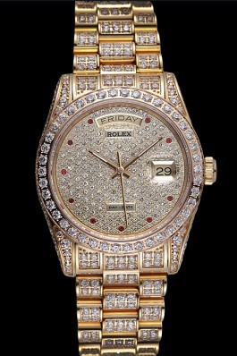 Swiss Rolex Day-Date Diamonds Yellow Gold-srl185 621615 Rolex Replica Aaa