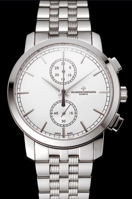 Swiss Vacheron Constantin Patrimony Traditionnelle Chronograph White Dial Stainless Steel Case And Bracelet 1453755 Replica Vacheron Constantin