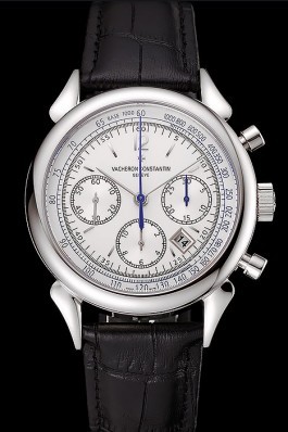 Swiss Vacheron Constantin Traditionnelle Day Date White Dial Black Leather Bracelet 1453987 Replica Vacheron Constantin