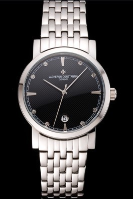 Vacheron Constantin Fine Black Dial Stainless Steel Case And Bracelet Replica Vacheron Constantin