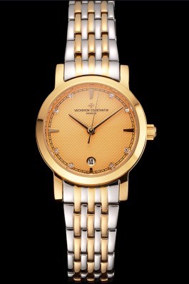 Vacheron Constantin Fine Gold Dial With Diamonds Gold Case Two Tone Bracelet Replica Vacheron Constantin