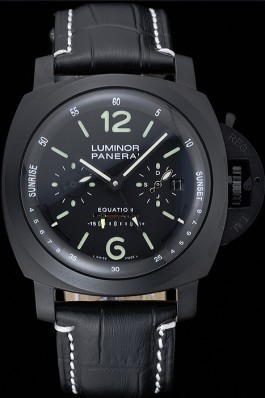 Panerai Luminor Black Ionized Stainless Steel Case Black Dial Black Leather Strap 98162 Panerai Luminor Replica