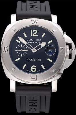 Panerai Luminor Brushed Stainless Steel Case Black Dial Black Rubber Strap 98165 Panerai Luminor Replica