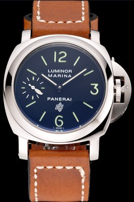 Panerai Luminor Marina Stainless Steel Bezel Brown Leather Bracelet 622313 Panerai Luminor Replica
